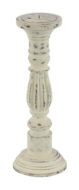 Deco 79 Mango Wood Solid Candle Holder, Set of 3 21", 17", 15"H, White Deco 79