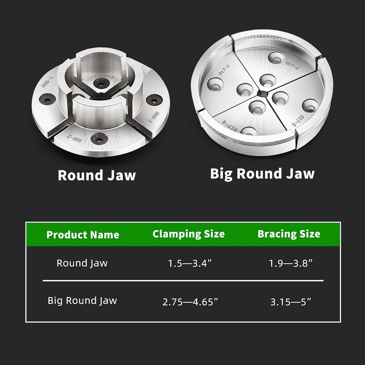 Yunnergo 1" x 8 TPI Thread 4 Inch Self Centering Wood Lathe Nickel-Plated Chuck Set 2/3/5 Jaw Turning Chuck Set (2PCs Jaw) Yunnergo