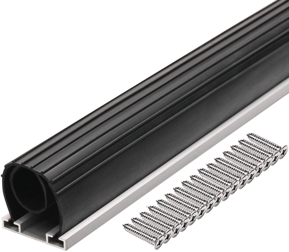 10FT Heavy-Duty U Ring Shape Universal Garage Door Bottom Rubber Seal - Weatherproof Weather Seal Threshold Strip with Pre-drilled Aluminum Track Retainer Base Kit LOOBANI