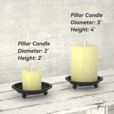 Thindolex Matte Black Iron Candle Plate, Set of 2, Metal Saucer Style Candle Holder for Pillar/Scented/Flameless/Ball Candles, Decorative Candle Stand for Table Centerpiece Thindolex