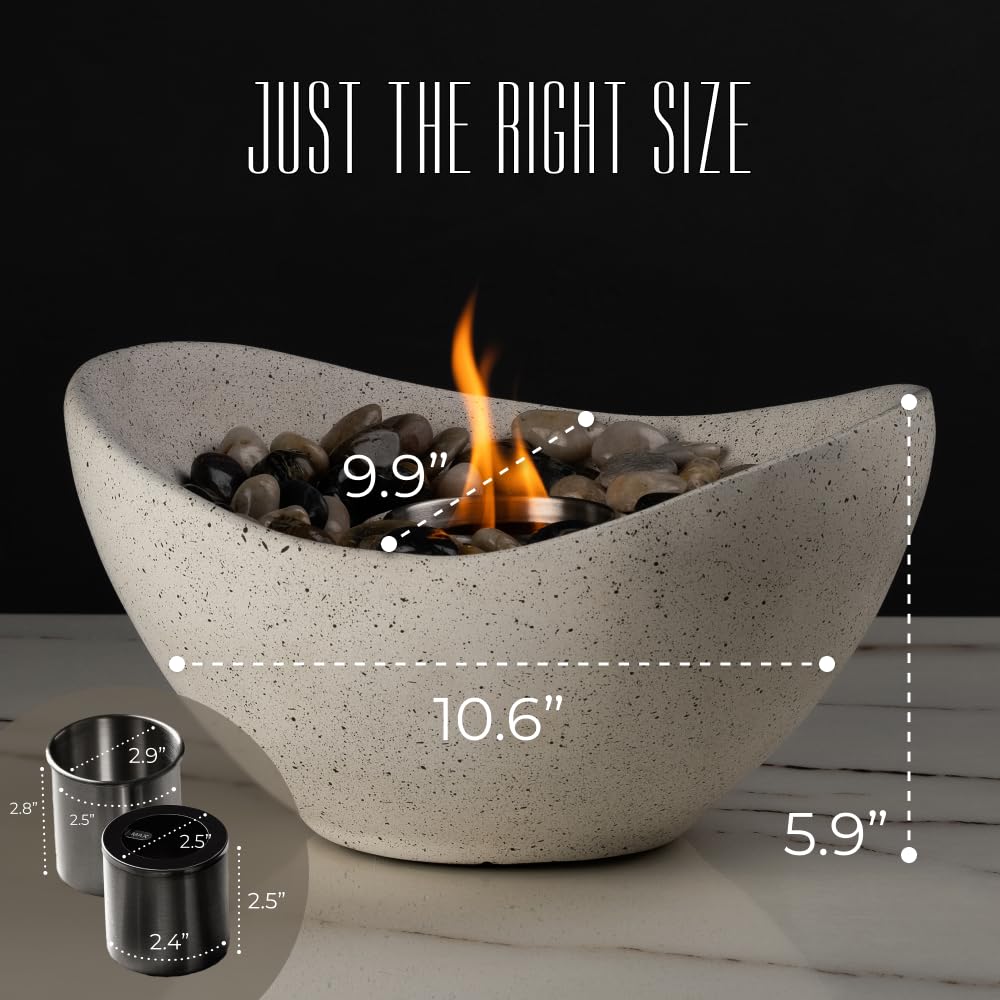 SOLACEA Concrete Tabletop Fire Pit, Portable Indoor Fireplace and Smores Maker, Suitable for Indoor and Outdoor Use Solacea