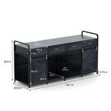 78.7 Inch Large Dog Crate Furniture for 2 Dogs Extra Large Dog Kennel Heavy Duty Wood Dog Crate Double Dog Crates Furniture TV Stand (Black) QJZLXKYT