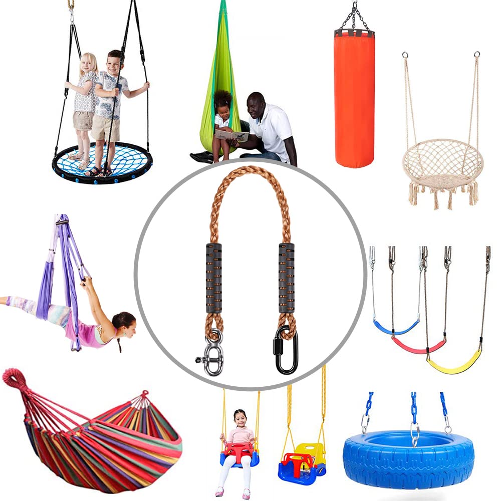 SELEWARE Tree Swing Rope Hammock Chair Strap Hanging Kit,Length Adjustable Nylon Rope Holds to 1000lbs,Perfect for Playground Set, Children Swing, Outdoor Hammock and Hanging Chair, 40 Inch SELEWARE