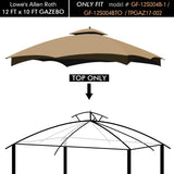 ontheway Replacement Canopy Top for Lowe's Allen Roth 10X12ft Gazebo #GF-12S004B-1 (Khaki) ontheway