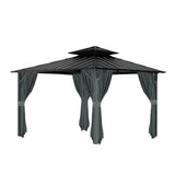 Gazebo Universal Replacement Privacy Curtain, 10'X12' Gazebo Curtains Outdoor Waterproof, 4-Panels Sidewall Curtains with Zipper for Patio, Garden and Backyard (Only Curtains, 10'x12', Grey) Tngan