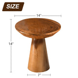 JOLLYMER Mushroom Side Table, Teak Stool, Natural Plant Stand, 14" Tall Wood Round Coffee Table for Living Room, Bedroom, Garden, Yard JOLLYMER