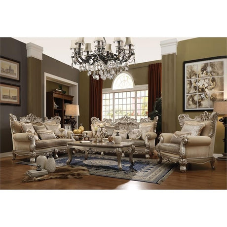 Acme Ranita Fabric Upholstered Sofa in Champagne and Beige Acme