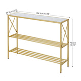 Wimarsbon Console Table, 3 Tier Entryway Table, Hallway Table, Narrow Sofa Table with Shelves, Display Side Table, Entrance Table for Entryway, Hallway, Foyer, Living Room (Gold Frame White) Wimarsbon