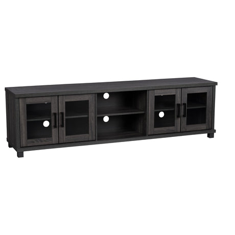 CorLiving Dark Gray Engineered Wood TV Stand w/Glass Cabinets for TVs up to 95" CorLiving
