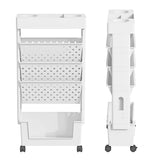 yeavs 5-Tier Mobile Bookshelf, Rolling Bookcase Book Storage Rack, Movable File Folder Organizer Cart with Wheels for Home Study Office Living Room Classroom, White yeavs