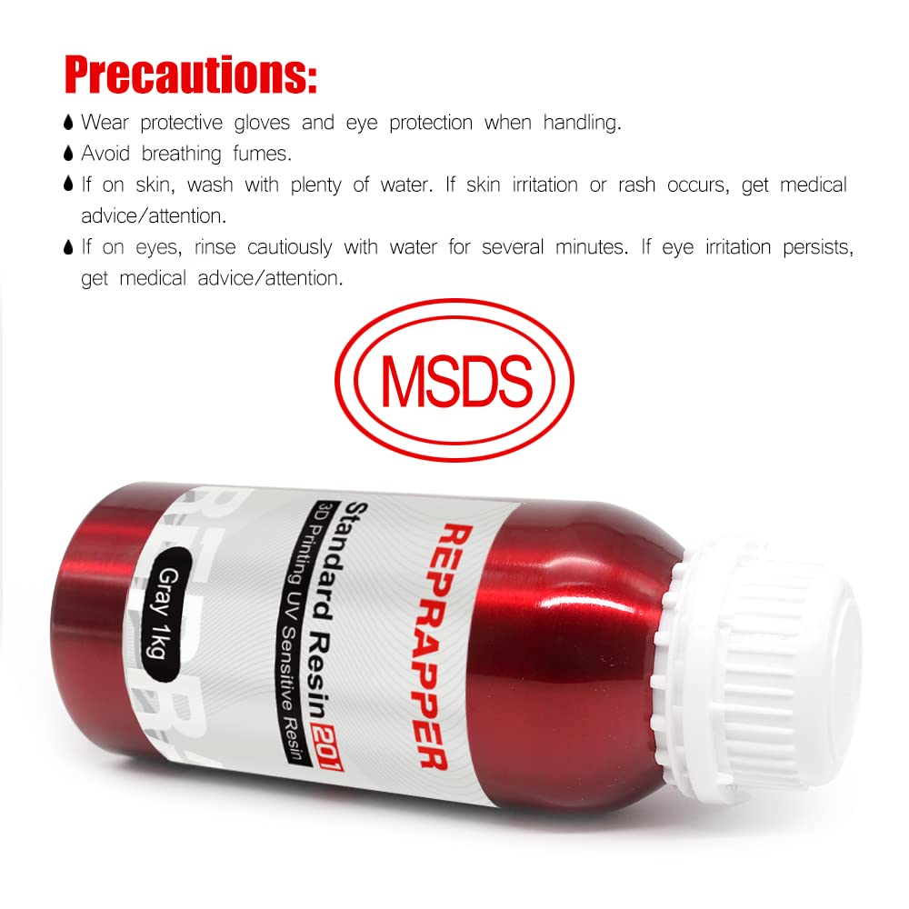 RepRapper Gray 3D Printer Resin, 405nm Fast UV-Curing Standard Resin, 3D Printing Resin Photopolymer Resin for LCD Printer, Grey 500g RepRapper