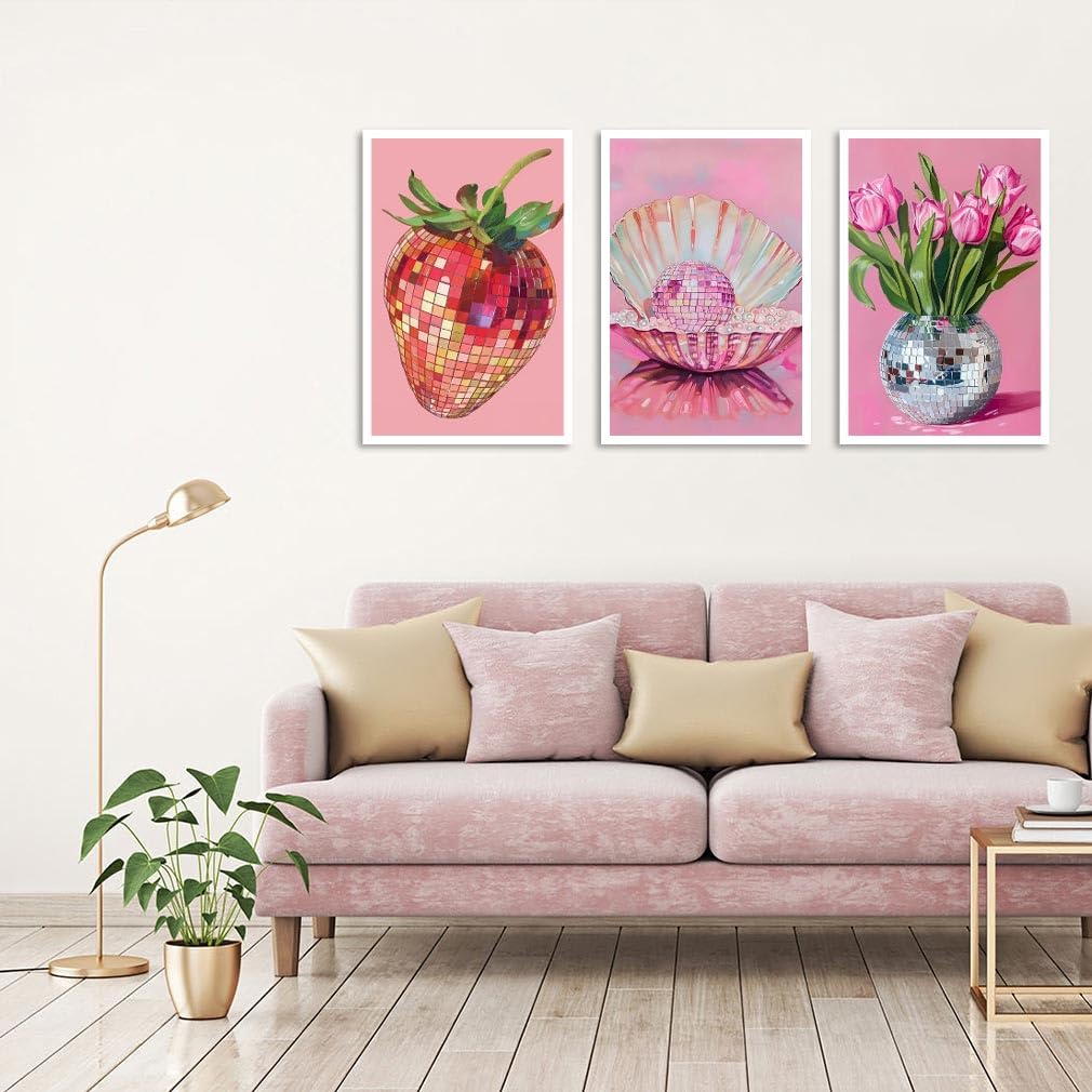 6P Disco Ball Paint by Numbers Kit for Adults, DIY Fruit Adult's Paint by Numbers on Canvas, Easy Acrylic Watercolor Oil Painting by Number Without Frame(8x12 in) Clendo