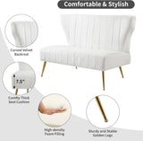 ZJhome 50’’ Armless Loveseat Sofa, Comfy Upholstered Velet Small Couch Sofa with Gold Legs, 2 Seater Tufted Modern Couch for Living Room, Bedroom, Apartment Small Space (White) ZJhome