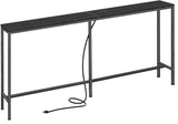 SUPERJARE 70 Inch Console Table with Outlet, Sofa Table with Charging Station, Narrow Entryway Table, Skinny Hallway Table, Behind Couch Table, for Living Room, Black SUPERJARE