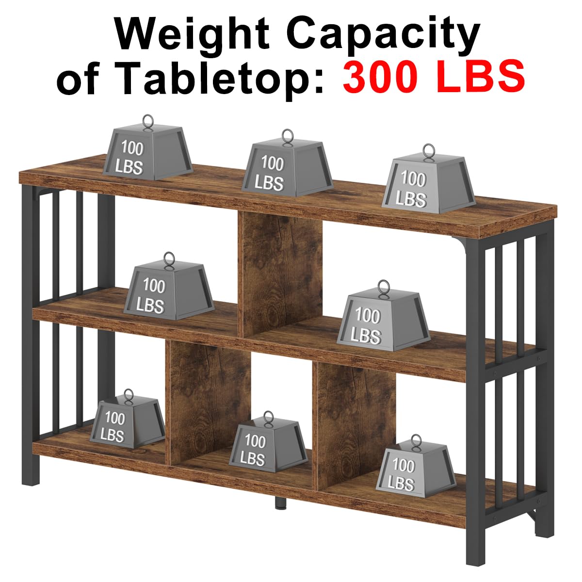 IBF Rustic Brown 3-Tier Industrial-Style 5-Cube Bookshelf and Storage Organizer IBF