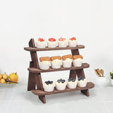 Wooden Display Riser,3 Tier Earring & Ring Holder Stands,Farmhouse Cupcake Stands ,Table Display Stand For Vendors,Organizer Showcase for Tabletop Shows and Home Using ,Wood Rustic Risers (Walnut) WHEARTED