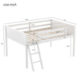 Merax Low Loft Bed: Wooden loftBed with Ladder, Low Loft with Full Guardrail,Ladder can be Placed on The Left or Right, Full Size,White Merax