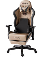 AutoFull Gaming Chair, Racing Style Gaming Chair with Ergonomic Lumbar Support,Adjustable High Back PU Leather PC Chair with Footrest,Brown AutoFull