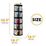 SpaceAid 5 Tier Rotating Bookshelf Tower, Spinning Bookcase Lazy Susan, Revolving 360 Book Shelf Storage Round Carousel, Vertical Rotate Turning Spiral Corner Organizer, Black SpaceAid