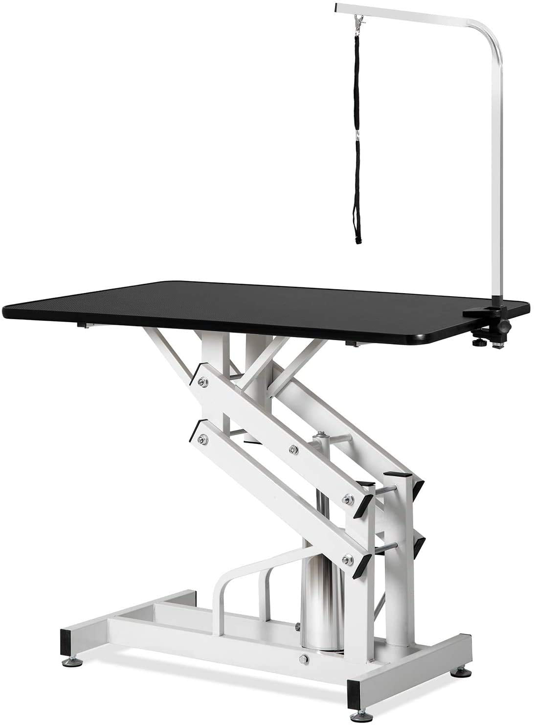 petgroomingtable 42.5 Inch Hydraulic Pet Dog Grooming Table Drying Table Heavy Duty Stainless Steel Frame with Adjustable Arm and Noose 330 lbs Capacity Height Range 21-36 Inch petgroomingtable