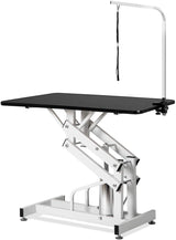 petgroomingtable 42.5 Inch Hydraulic Pet Dog Grooming Table Drying Table Heavy Duty Stainless Steel Frame with Adjustable Arm and Noose 330 lbs Capacity Height Range 21-36 Inch petgroomingtable