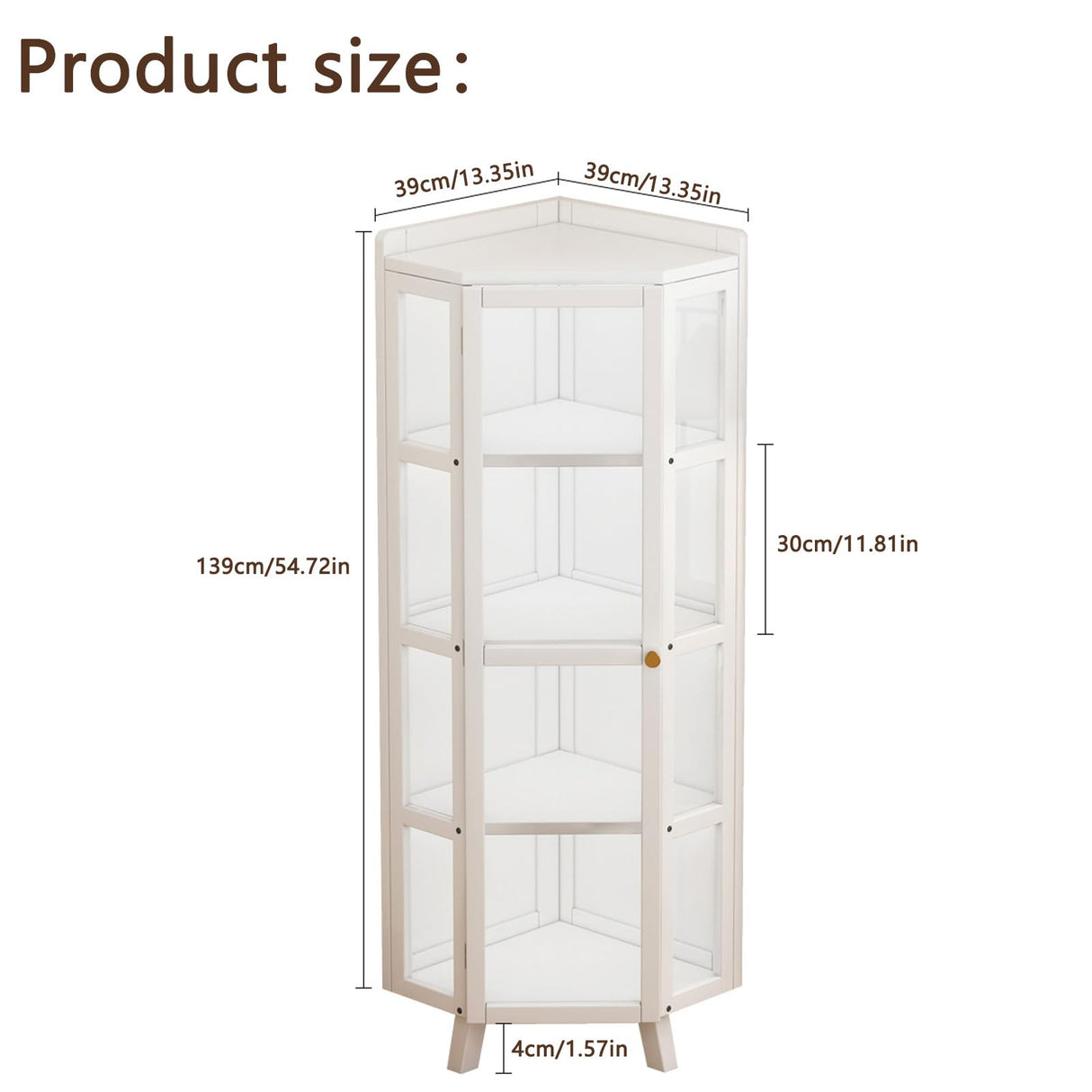 HXUQCZIG Tall Corner Curio Cabinet with Glass Doors, 5-Tier Shelves with Top Guard Rail for Living Room, Bathroom, Kitchen, Home Office White Corner Display Cabinet HXUQCZIG