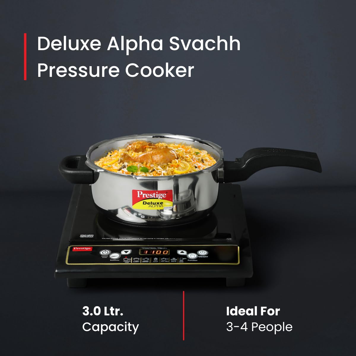 Prestige PRASV3 Pressure Cooker, Stainless steel, 3 Liter, Silver