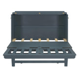 Tdewlye Queen Size Murphy Bed Wall Bed with Built-in USB Charging Ports & Drawer,Mobile Cabinet Murphy Chest Bed Wooden Space-Saving Folding Murphy Bed for Bedroom Guest Room (Gray-@LI) Tdewlye