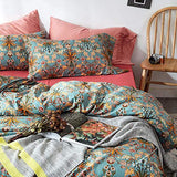 VM VOUGEMARKET Bohemia Duvet Cover Set King,3 Piece Long Staple Cotton Comforter Cover with Zipper Closure,Green Golden Elegant Bedding Set-Carol,King VM VOUGEMARKET