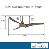 MINKA-AIRE F844-DRF Light Wave 52" Ceiling Fan with LED Lights & Remote, Driftwood MINKA-AIRE