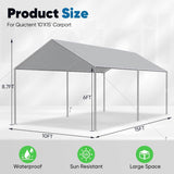 Quictent 10x15 ft Heavy Duty Car Canopy Galvanized Frame Carport Outdoor Party Tent Boat Shelter with 3 Reinforced Steel Cables - Grey Quictent