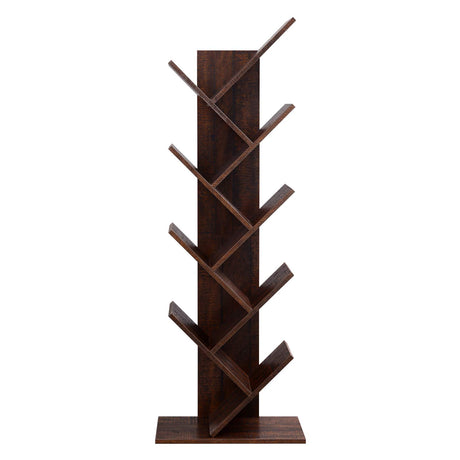 VASAGLE Tree Bookshelf, 9-Tier Bookcase, Large Bookshelf, Space-Saving Corner Shelf, Book Tree, Holds Books, CDs, Games, for Bedroom, Living Room, Home Office, Walnut Color ULBC11BY VASAGLE