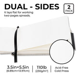 Funto Watercolor Journal, 3.5x5.5, 2 Pack, 48 Pages Each, Cold-Pressed with Inner Pocket, 110lb/230gsm, Suitable for Techniques and Mixed Media Funto