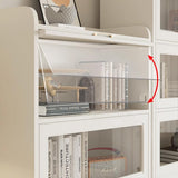 LITFAD Modern White Wooden Bookcase with Glass Doors & Drawer for Minimalist Storage LITFAD
