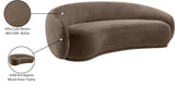Meridian Furniture 44044Brown-S Emery Collection Modern | Contemporary Sofa with Ultra Luxe Brown 460 GSM Velvet, Solid Eucalyptus Wood Inner Frame, 95" W x 45.5" D x 31" H, Brown Meridian Furniture
