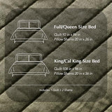 EVERGRACEHOME Cotton Sateen Quilt Set King Size, Pre-Washed Cotton Channel Stitch Coverlet Bedspread, 3 Pieces Lightweight Soft Bedding Sets for All Season, with 2 Pillow Shams, Olive Green EVERGRACEHOME