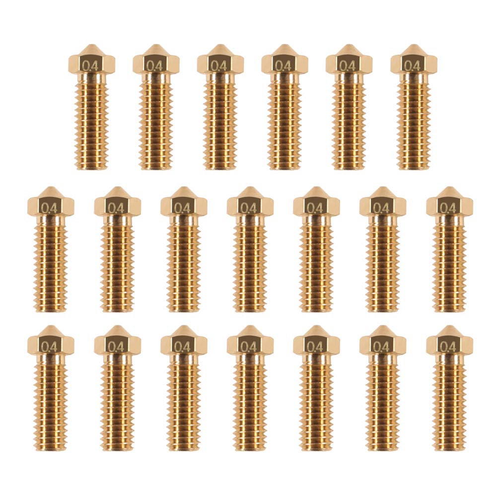 20PCS 3D Brass Volcano Nozzle M6 Thread Nozzles 0.4mm M6 Printed Head for 1.75mm Filament 3D Printer Parts Volcano Heater Block J-Head Hotend Extruder - WoodArtSupply