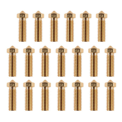 20PCS 3D Brass Volcano Nozzle M6 Thread Nozzles 0.4mm M6 Printed Head for 1.75mm Filament 3D Printer Parts Volcano Heater Block J-Head Hotend Extruder