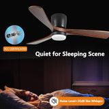 LINJO 42 inch Wood Ceiling Fans with Lights and Remote, Flush Mount Ceiling Fan,Quiet & Reversible DC Motor for Bedroom/Outdoor/Farmhouse/Patios LINJO