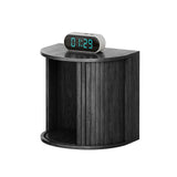 Floating Curved Nightstand Set of 2,Wooden Fluted Wall Mounted Small Bedside Table with Sliding Roller Shutter Door Storage,Suitable for Modern Small Space Bedroom(Floating nightstand-Black-06) Ktfhvgy