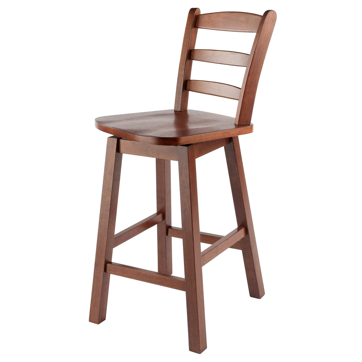 Winsome Scalera Ladder Back Swivel Counter Stool, 24 in, Walnut Finish, Solid Wood Winsome