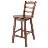 Winsome Scalera Ladder Back Swivel Counter Stool, 24 in, Walnut Finish, Solid Wood Winsome