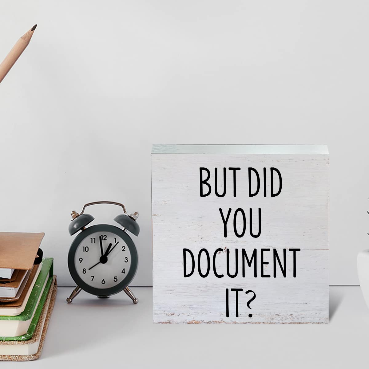 Farmhouse Humor Office Wooden Box Sign Rustic But Did You Document It Wood Block Tabletop Sign HR Desk Sign Decor for Home Office Shelf 5 X 5 Inches Mukjyuyi