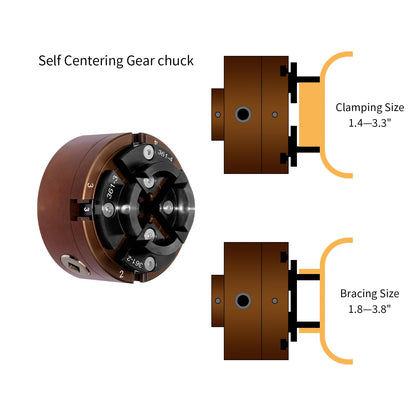 SIIIXS 4 Inch Wood Lathe Chuck Set 1" x 8TPI Thread & 3/4"x16TPI Adapter, Self-Centering 4 Jaw Wood Turning Chuck - WoodArtSupply