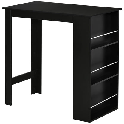 HOMCOM Stylish Black Bar Table with 3-Tier Storage Shelves for Kitchen and Dining Spaces