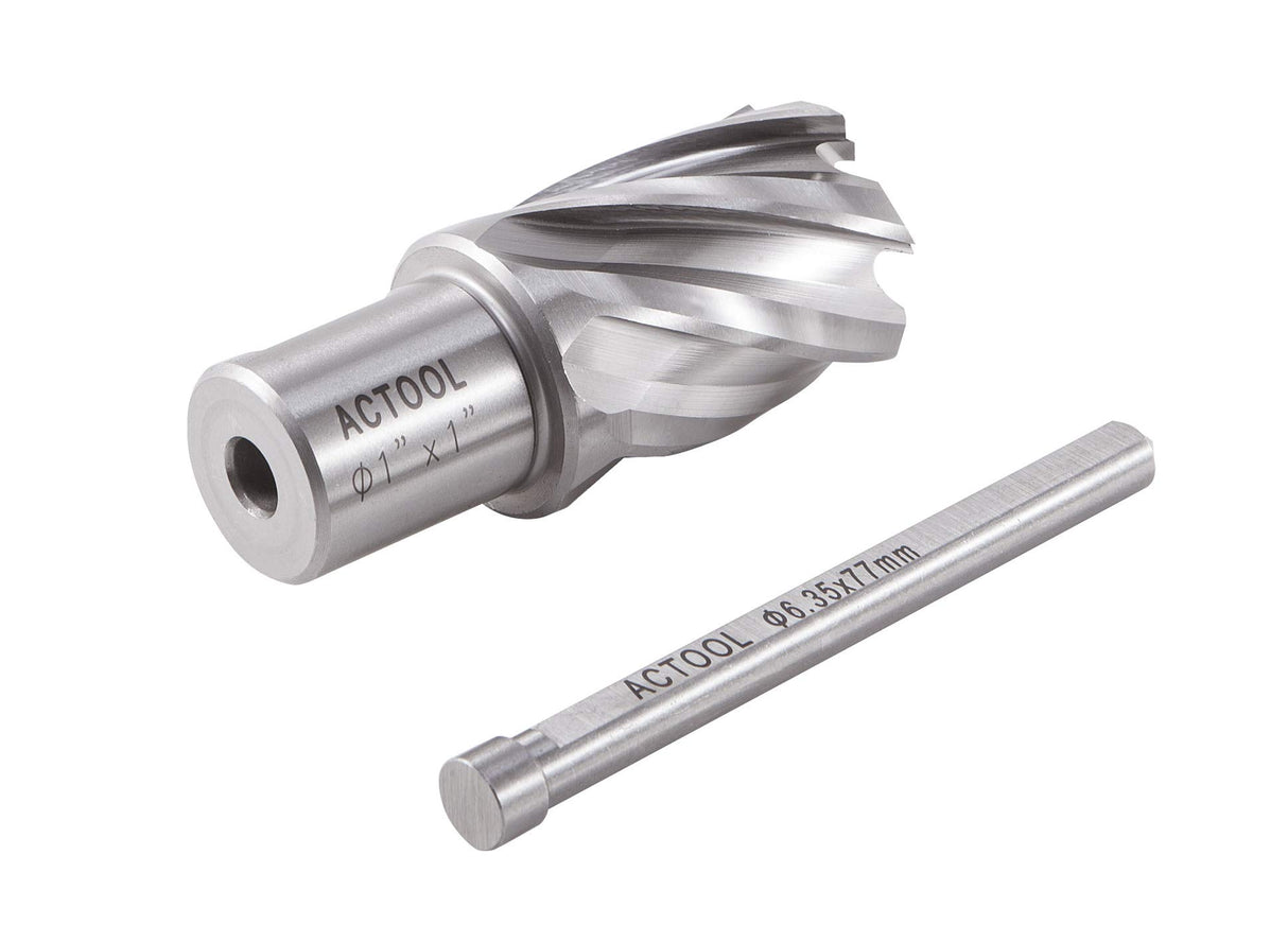 ACTOOL 1" Diameter × 1" Depth of Cut HSS ANNULAR Cutter with 3/4'' Weldon Shank ACTOOL
