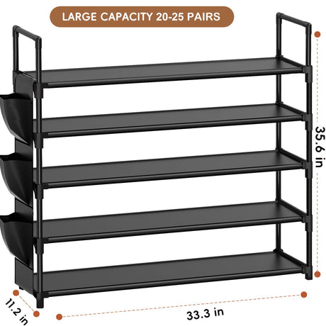 OYREL Shoe Rack 5 Tier Shoe Organizer Shoe Storage 20-25 Pairs Shoe Rack for Closet Shoe Rack Organizer Entryway Shoe Holder Space Saving Shoe Shelf Shoe Stand Large Tall Shoe Tower Garage Door OYREL