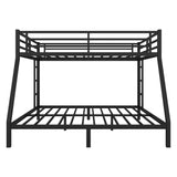 YOPTO Queen Over King Metal Bunk Bed with 2 Side Ladders & Full-Length Guardrail,Reinforced Frame Bunkbeds W/ 24 Metal Slats Supports & Thicker Legs,Space-Saving,Noise Free,for Teens,Dormitory,Black YOPTO