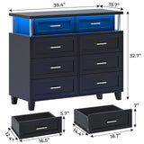 VIAGDO Dresser for Bedroom with 8 Drawers, Chest of Drawers with LED Light, Tall Wide Dresser for Storage and Organization, Black Dresser for Bedroom, Living Room, Closet VIAGDO