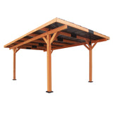 Beneouya 18.3 x 12.6 x 7.8 FT Carport, Wood Outdoor Gazebo Pavilion with Hardtop Sloped Steel Roof, Heavy Duty Waterproof Car Port for Backyard, Patio, Deck and Lawn Beneouya